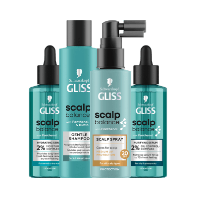 Serum eller UV-spray från Gliss Scalp Balance-serien