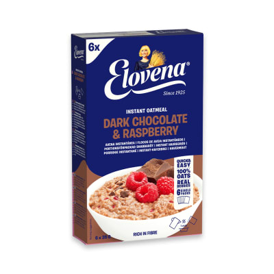 Elovenas Snabbgröt Mörk choklad & hallon, 6x35g