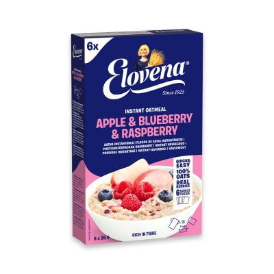 Elovenas Snabbgröt Äpple & blåbär & hallon, 6x35g