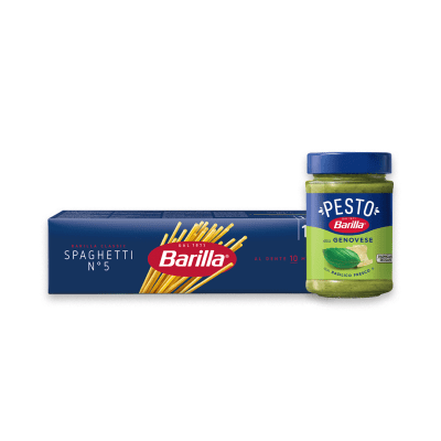 Barilla Spaghetti 1 kg og en valgfri Barilla Pesto 190–200 g