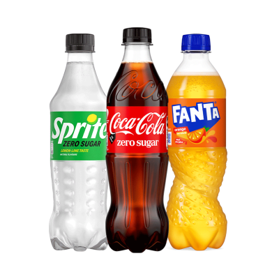Valfri Coca-Cola, Fanta eller Sprite, 50cl